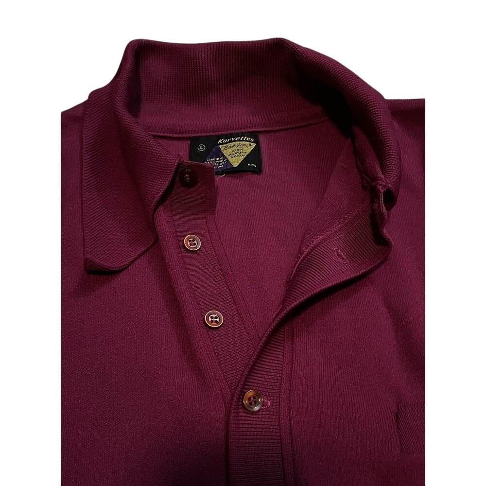 Light Weight Sweater Polo Men's Size Large burgundy - Picture 3 of 5